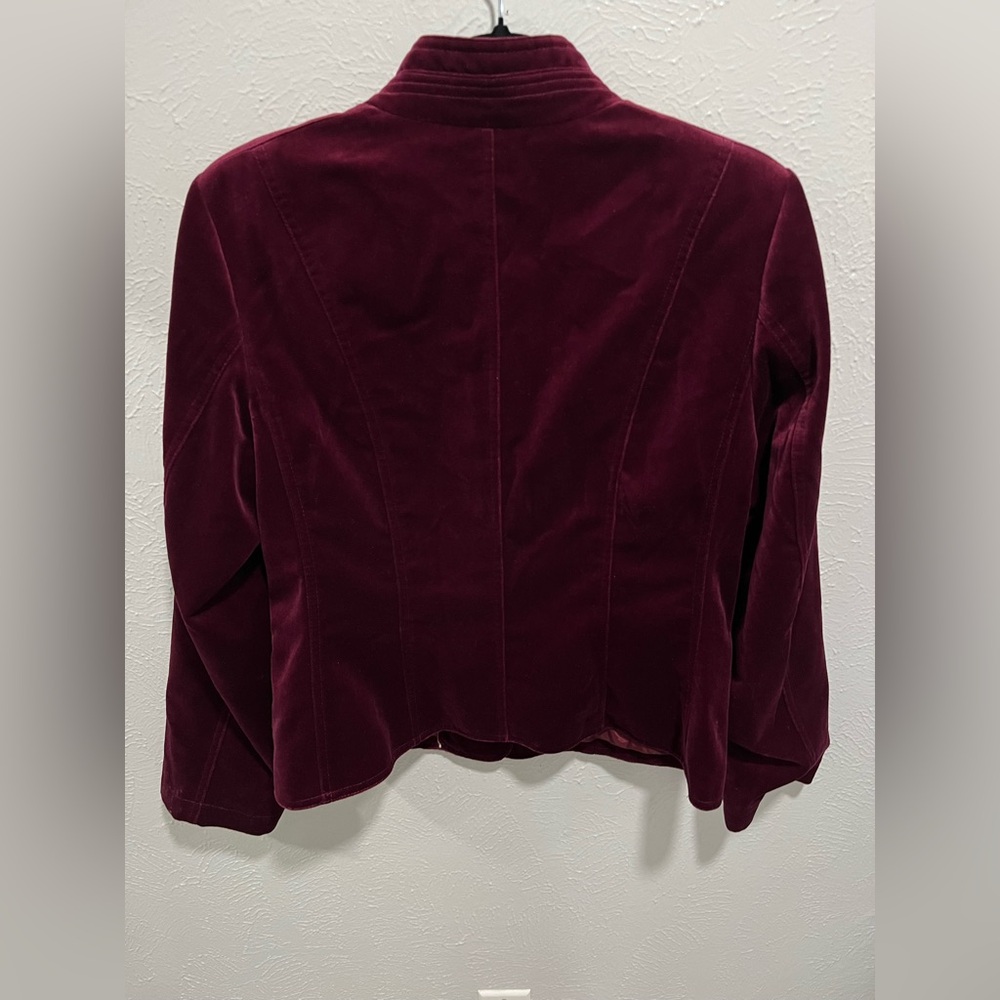 Burberry Deep Red Velvet Women's Blazer Jacket Size 12 - Picture 2 of 4